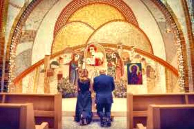 President Trump and First lady in church web