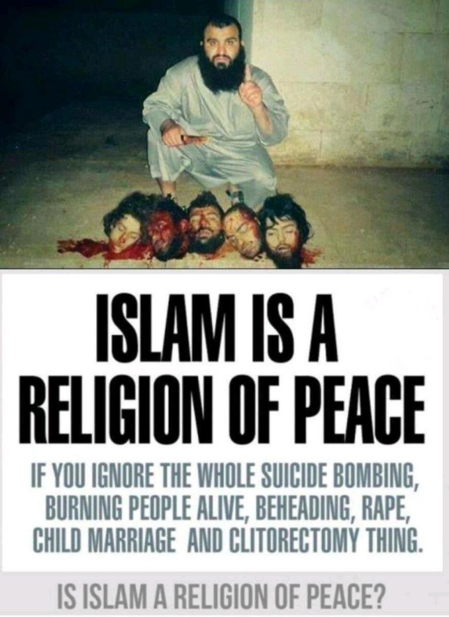 Muslim with severed heads evil