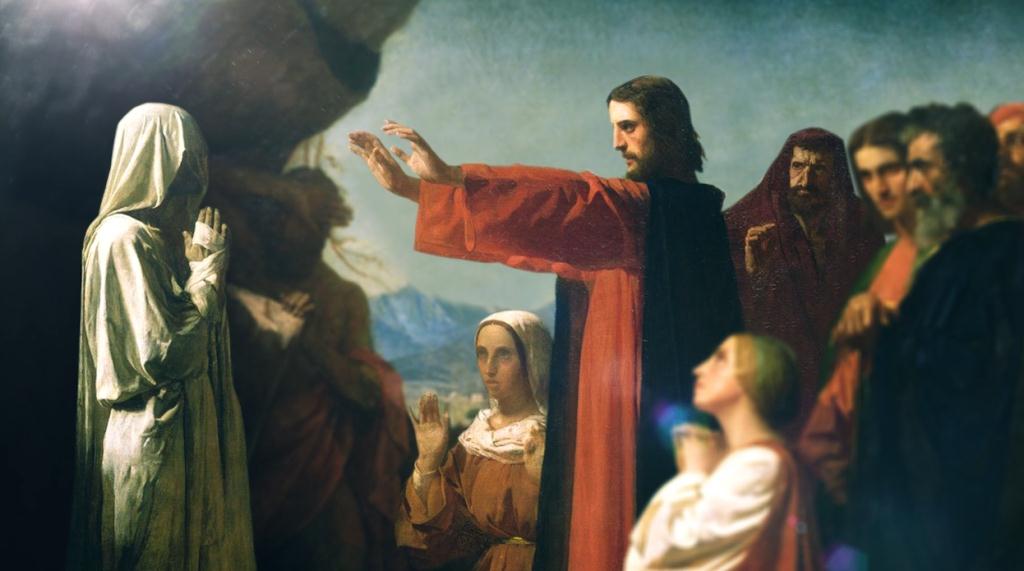 Lazarus raised from the dead by Jesus sm print