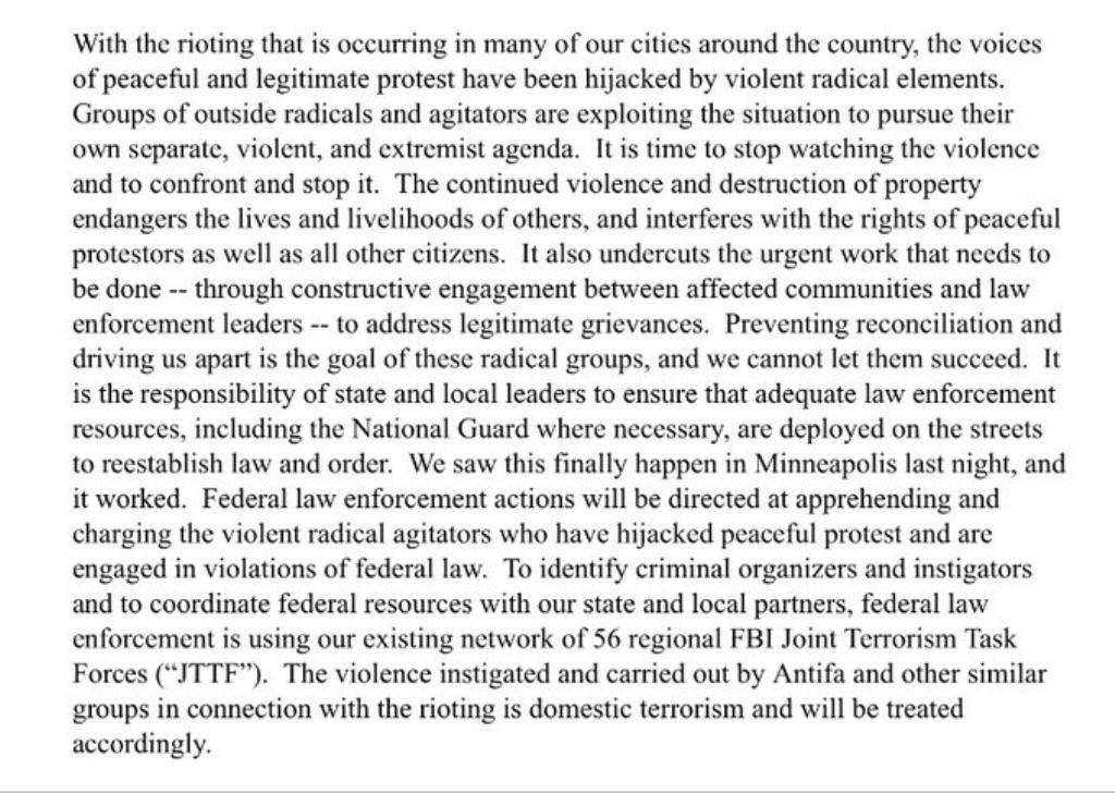 Bill Barr Statement about Antifa sm print