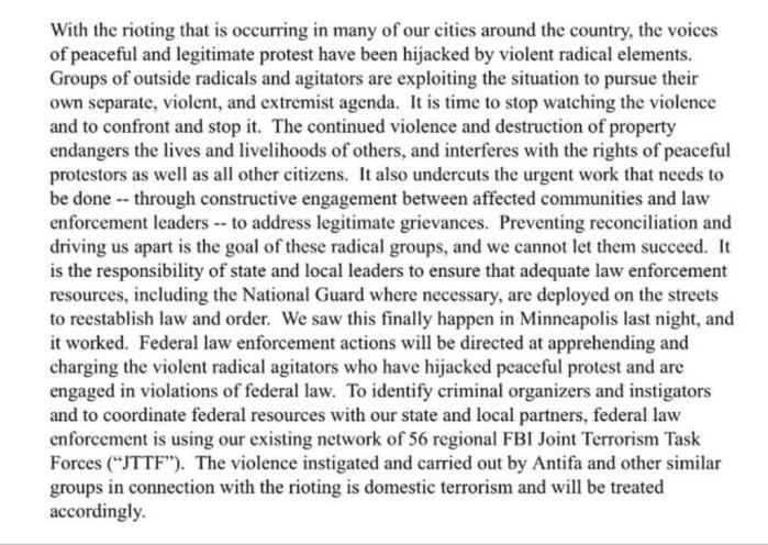 Bill Barr Statement about Antifa sm print