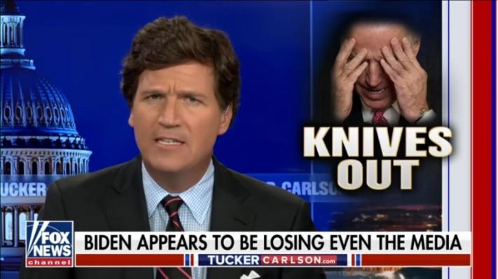 Tucker Carlson MSM Biden under Bus Sm Print