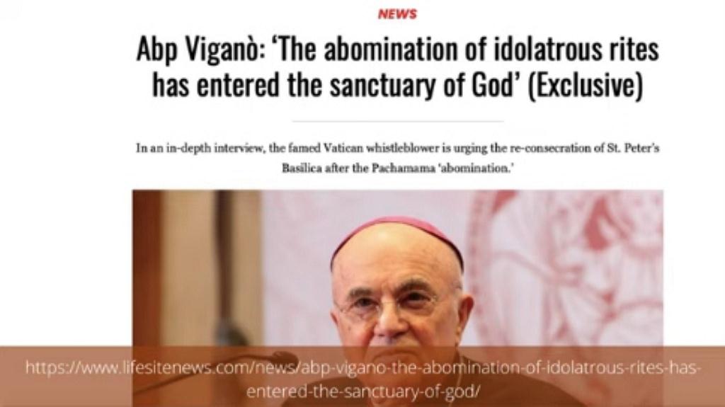 Archbishop Vigano says blasphemy in Vatican sm print